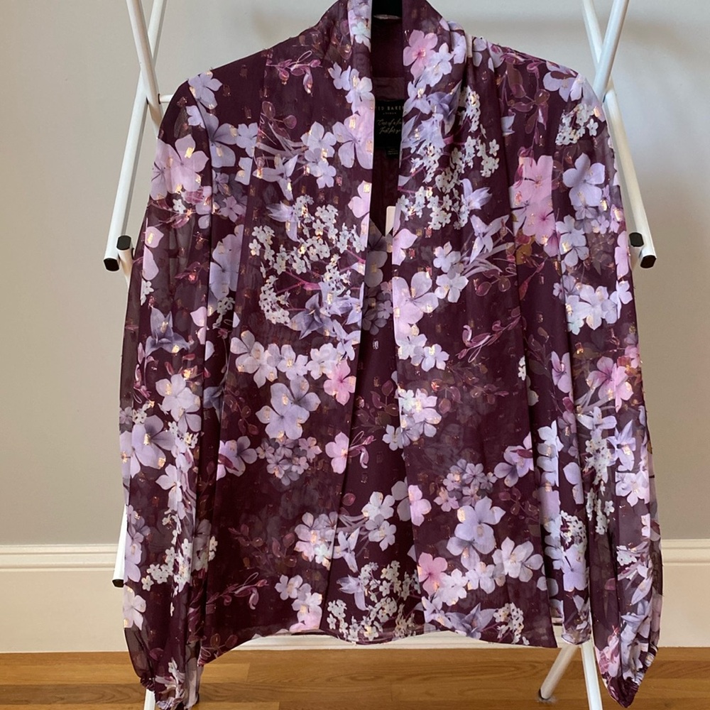 Pergola printed blouse with tie neck by Ted Baker London.